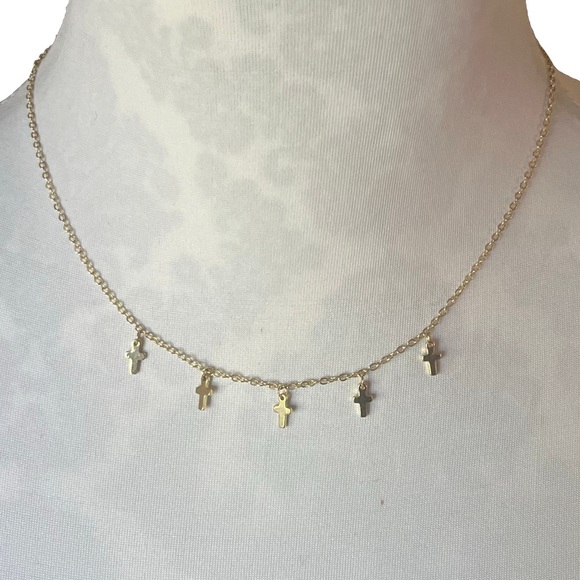 Jewelry - Dainty Gold Multi-Cross Charm Necklace